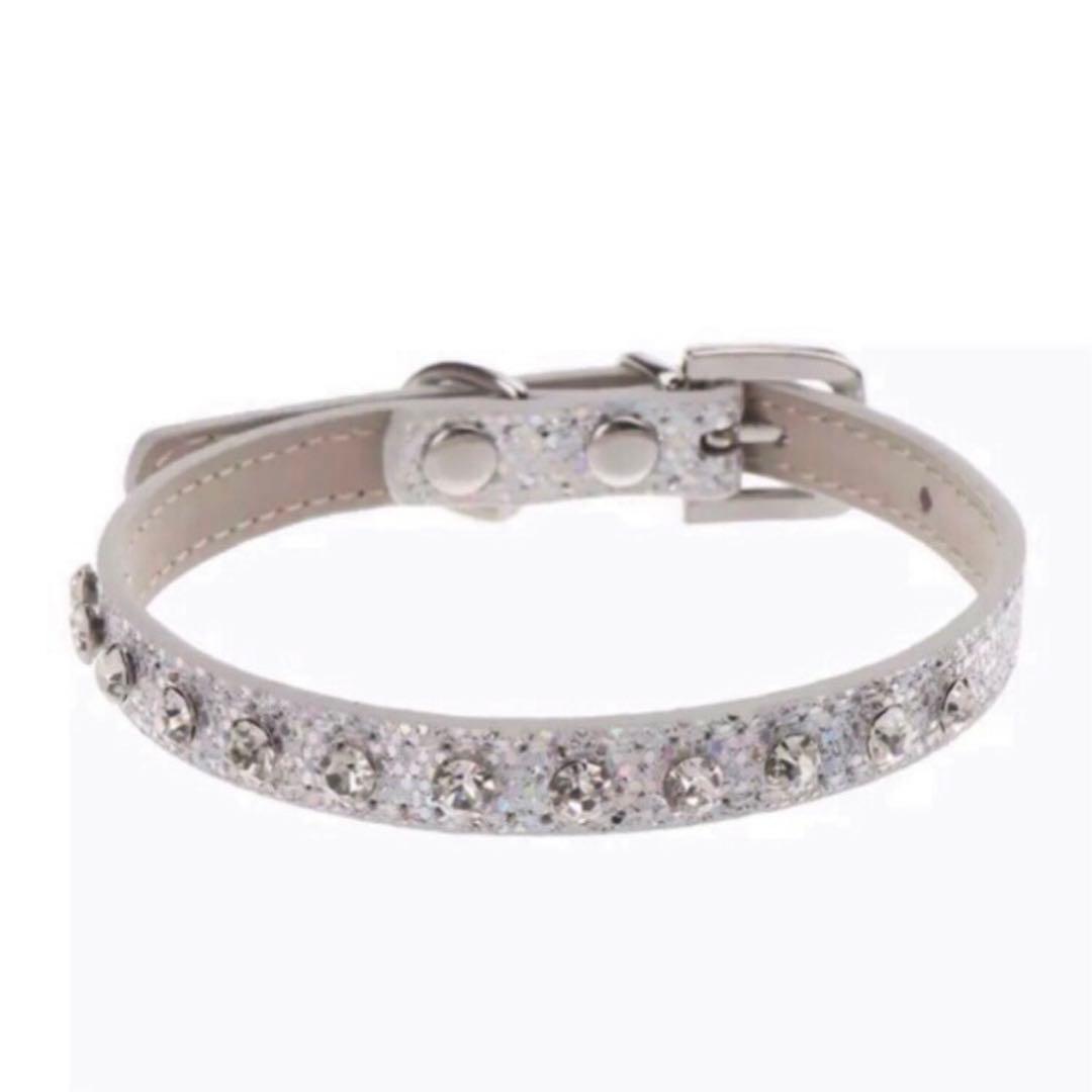 猫 小型犬 パピー 首輪 キラキラ ラメ ストーン オシャレ 首輪 ピンク