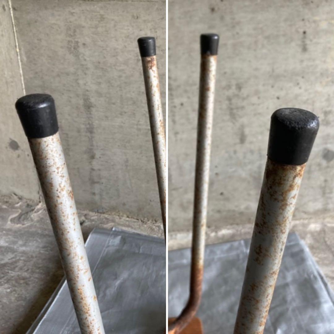 古いスツール チェア 椅子 サイドテーブル 置物台 木製 鉄製 アイアン レトロ