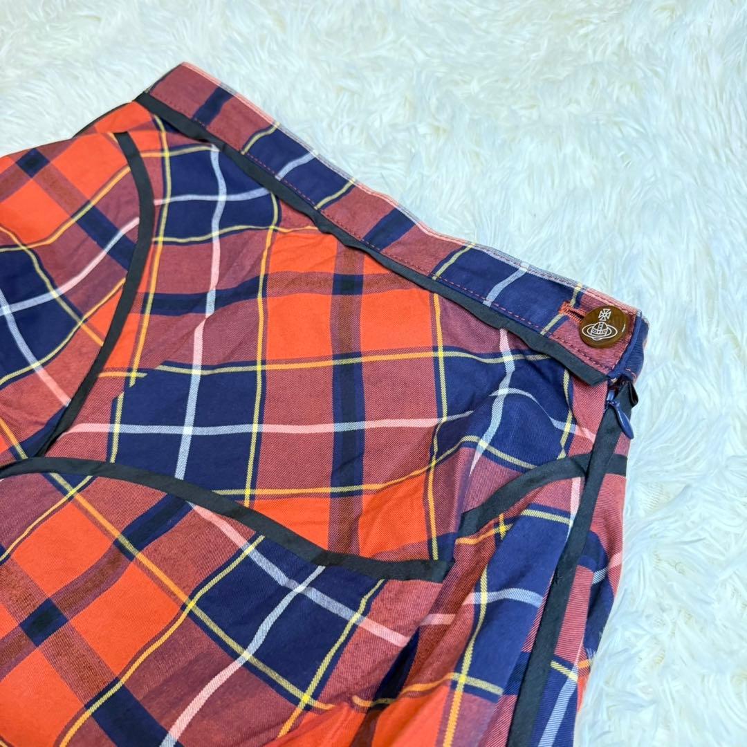 ヴィヴィアンウエストウッド 変形　ドレープ　チェックスカート オーブ　3サイズ