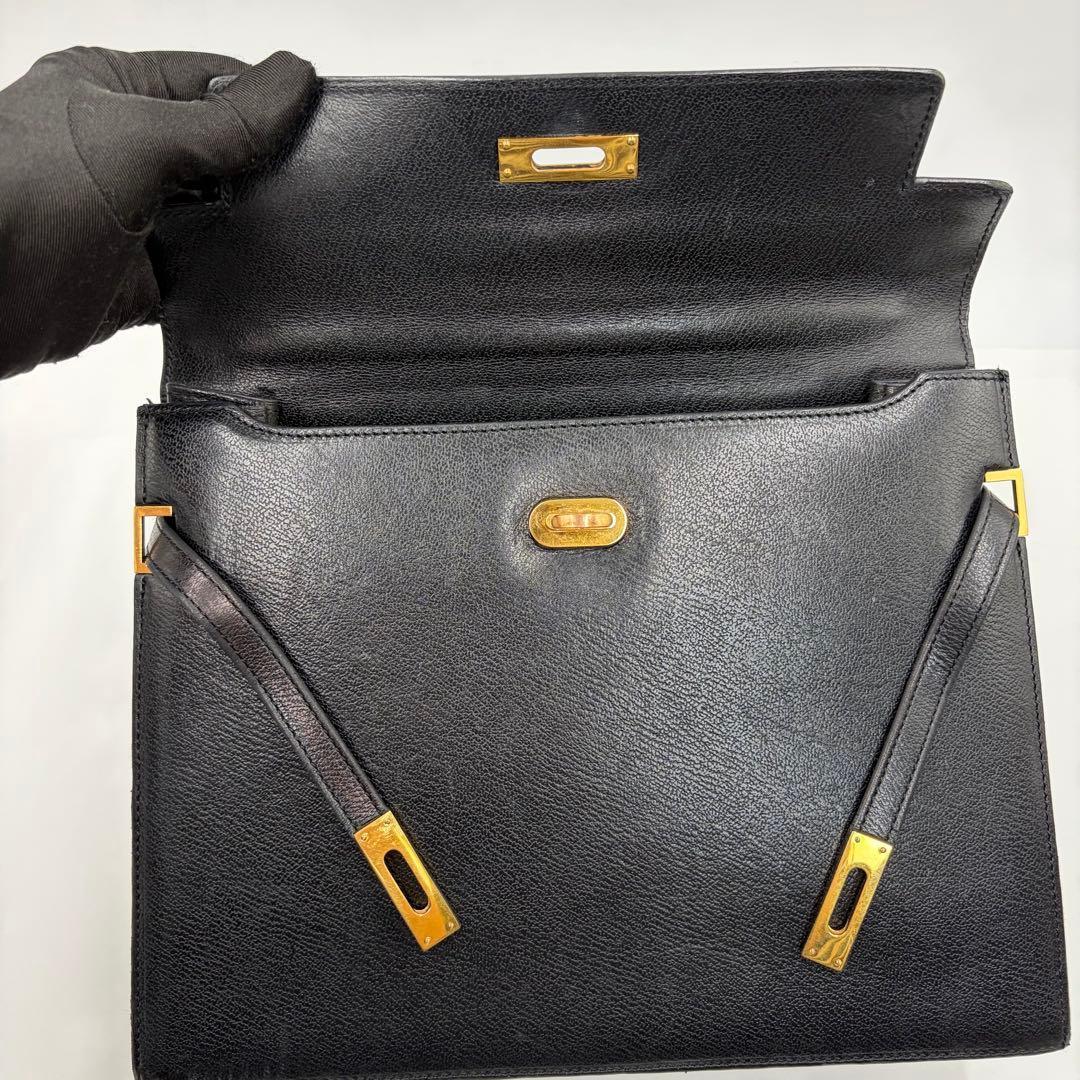 極美品✨モラビト ハンドバッグ スカラ 本革 黒 ターンロック ゴールド 896