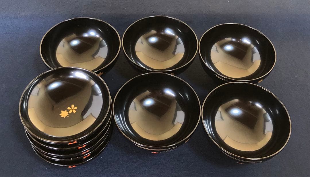 レ》輪島塗 流水雲錦蒔絵 吸物椀5客 わじま龍作 共