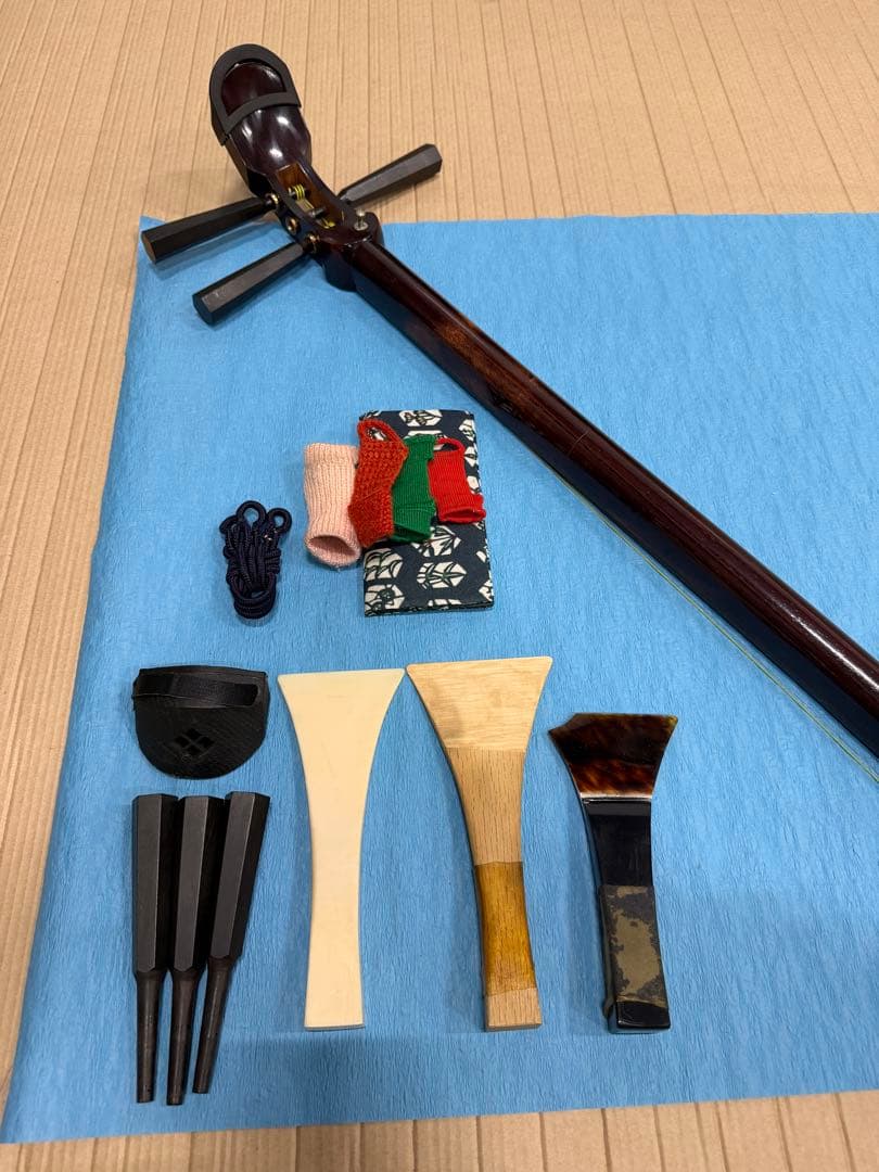 ケース付【美品】津軽三味線 太棹 入門セット合皮 三味線付属品多数 初心者