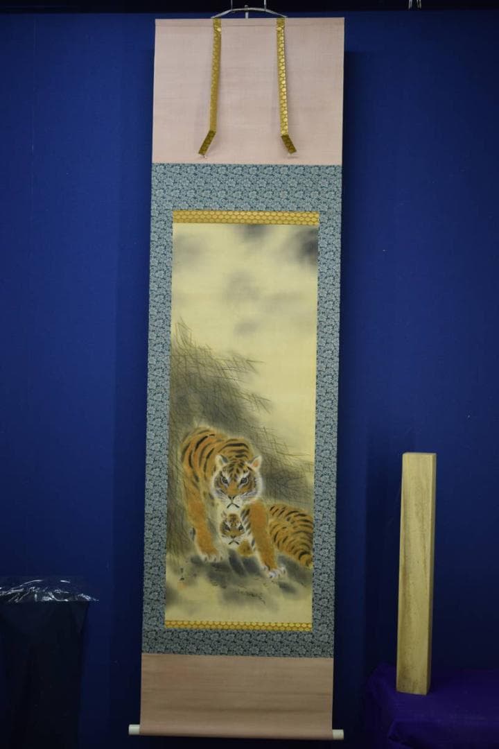 模写/大橋翠石/双虎図/猛虎図/布袋屋掛軸HJ-389