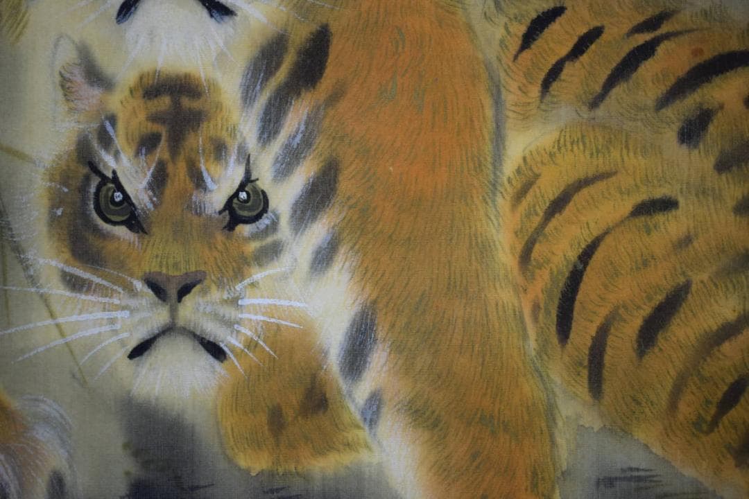 模写/大橋翠石/双虎図/猛虎図/布袋屋掛軸HJ-389