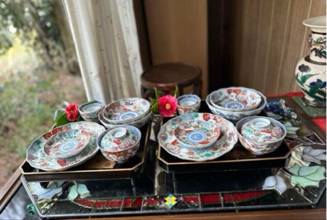 2152様感謝‼️いいとこどり‼️Dragon❌あじさい桐に蝶菊　七寸皿＆膾皿の2客