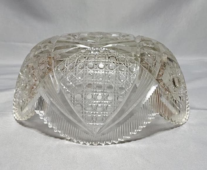 名家蔵出 江戸期 江戸切子鉢 6寸 保証