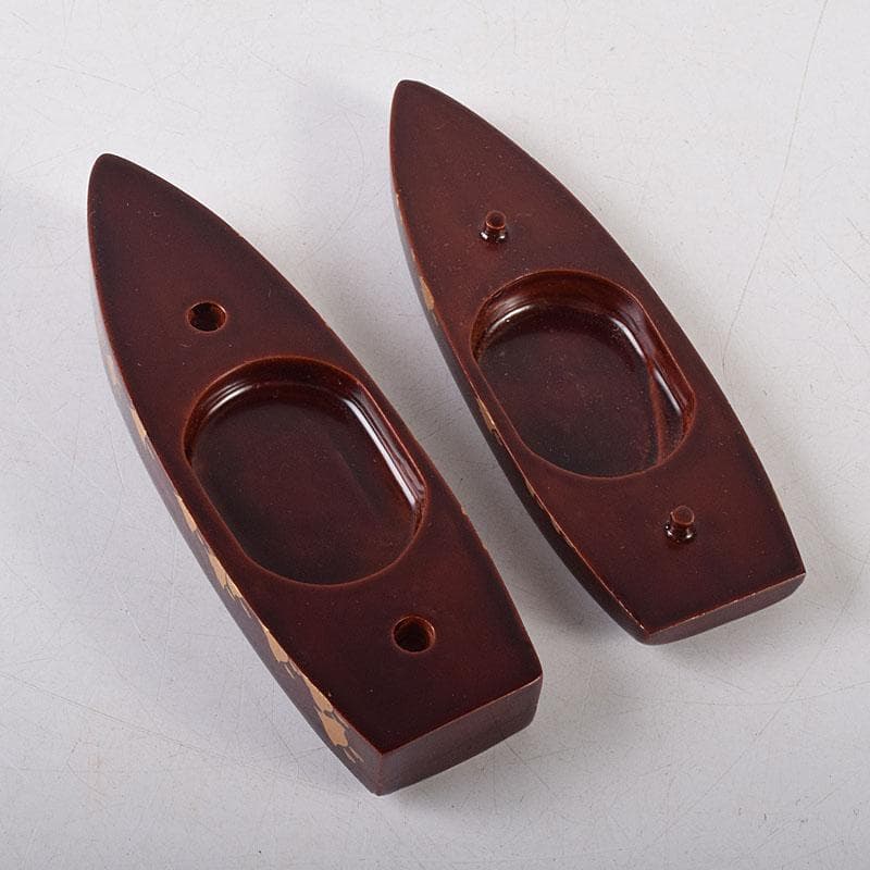 茶道具　塗師　前端春斎　千鳥蒔絵　舟香合　共箱　V　8008