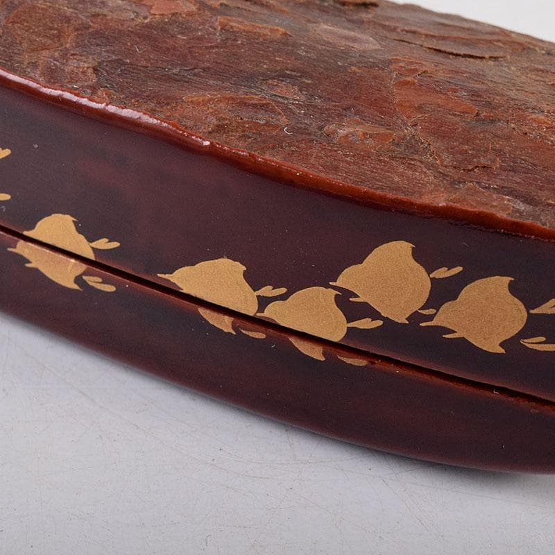 茶道具　塗師　前端春斎　千鳥蒔絵　舟香合　共箱　V　8008