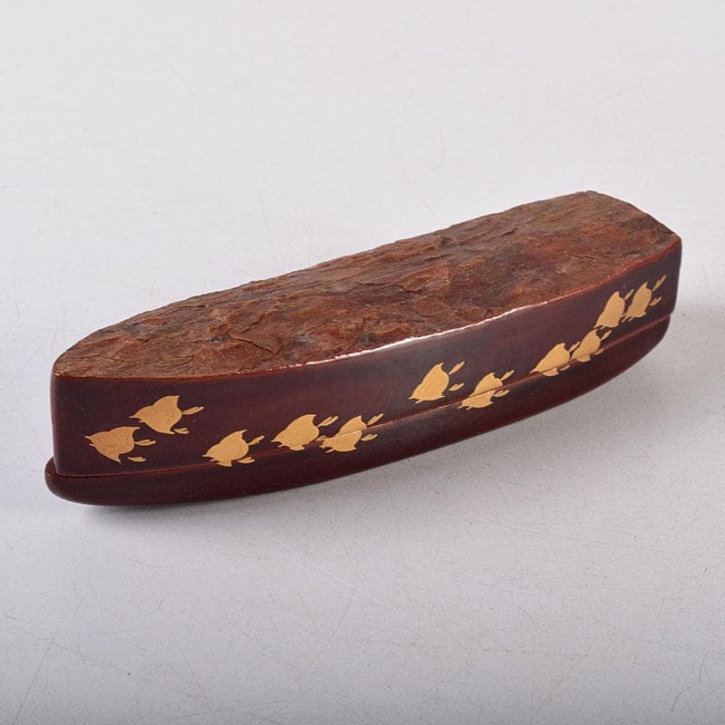 茶道具　塗師　前端春斎　千鳥蒔絵　舟香合　共箱　V　8008