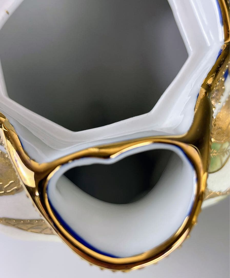 美品】オールドニッポン 約24cm 金盛り 花紋 チョコレートポット ティー