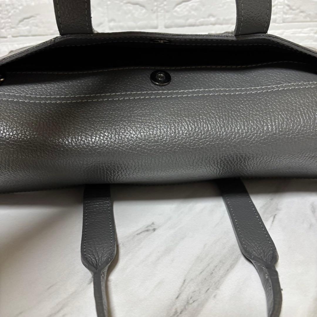 【新品未使用】　ボルサインペレ ビジネスバッグ　本革レザー シボ革 A4 グレー