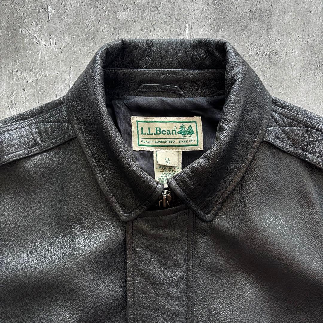【美品】L.L.Bean A-2レザージャケット XL 黒 ゴートスキン 本革