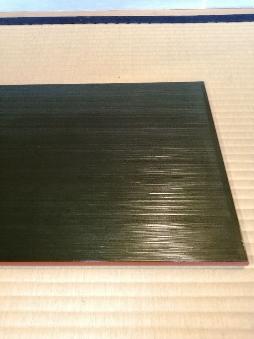 【茶道具】表阿弥造　了々斎宗匠好み　青漆爪紅長板　長板83