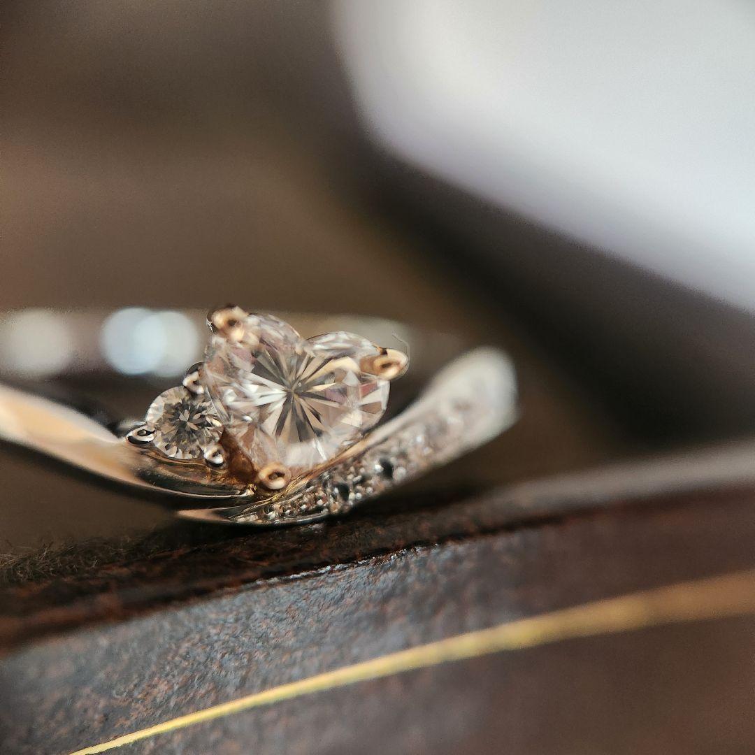 pt900 K18 ハートシェイプダイヤモンドリング