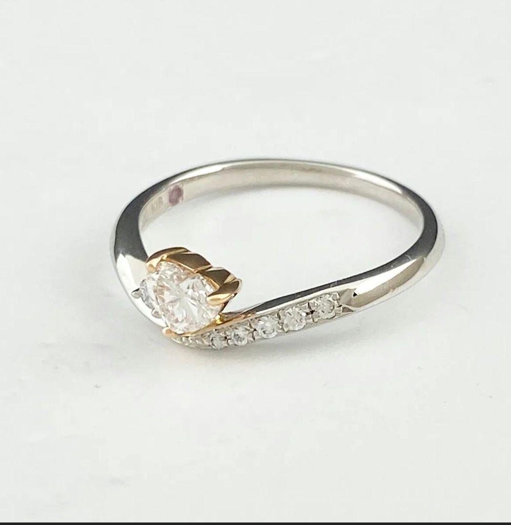 pt900 K18 ハートシェイプダイヤモンドリング