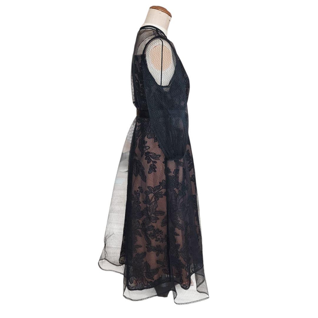 美品✨Leja チュールパイピングワンピース　２点セット　ブラック系　М