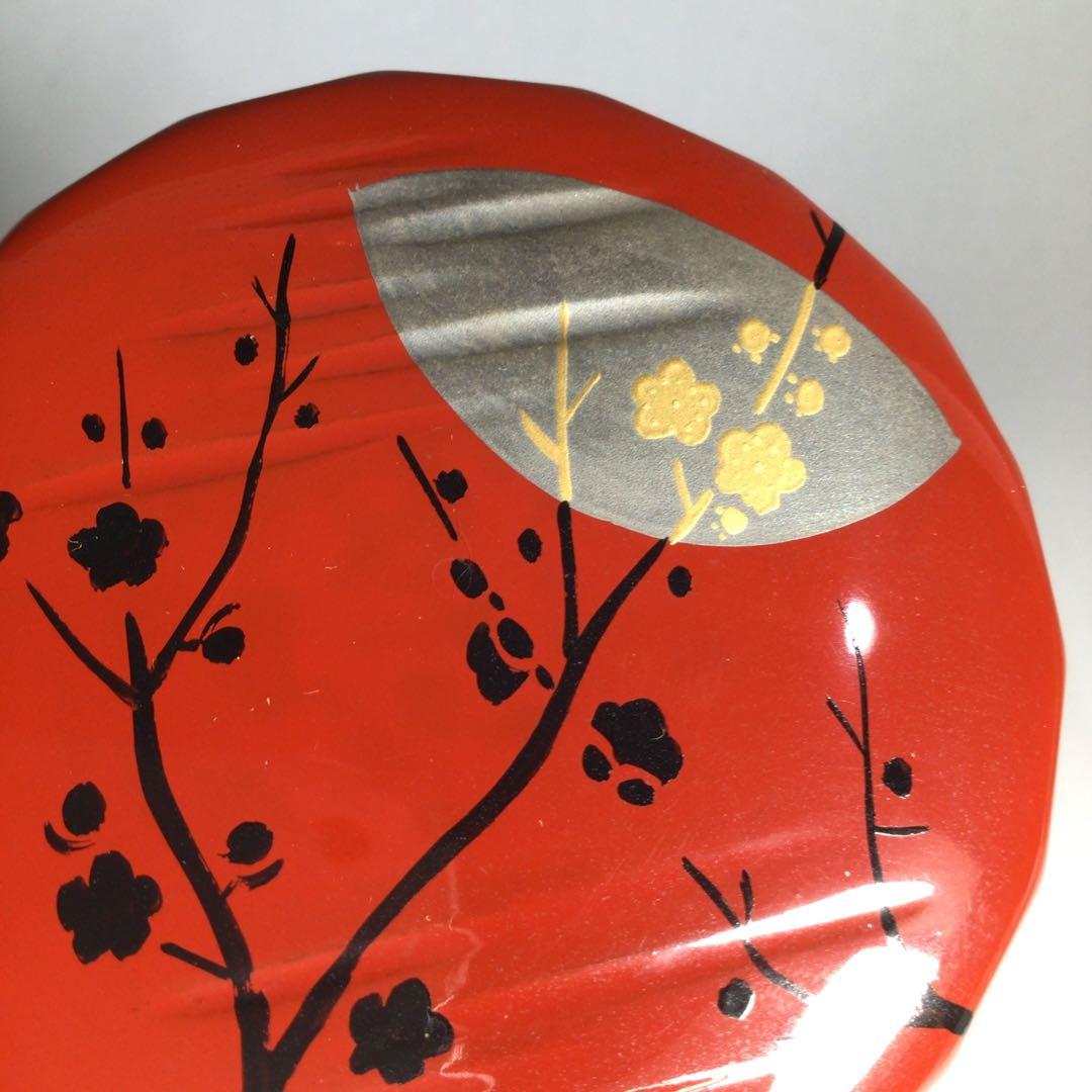 Ｍ６３７　棗　『加賀蒔絵師　早見征一作』『朱漆塗』『梅月蒔絵』　共箱　茶道具