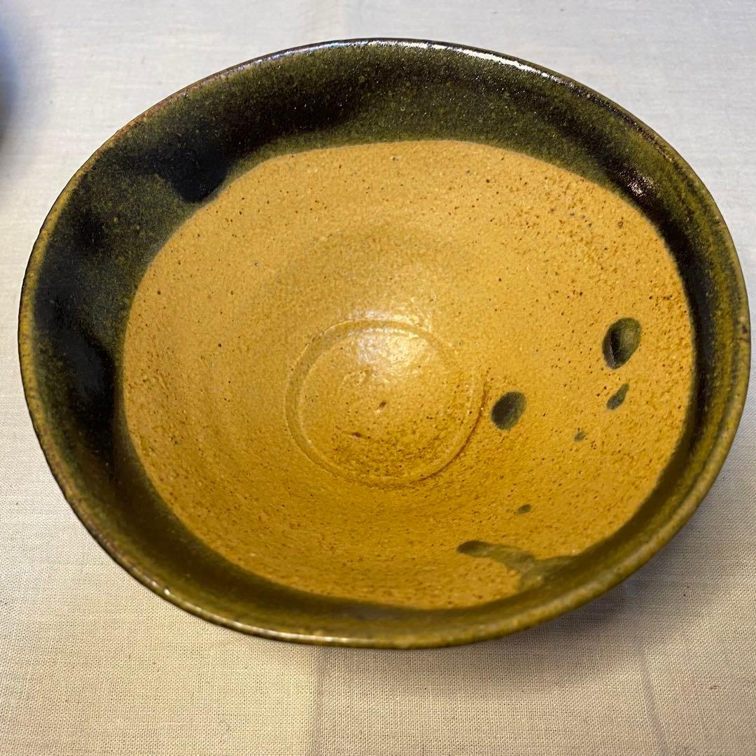 抹茶椀　平茶碗　茶道具　在銘　緑釉　2種　3客