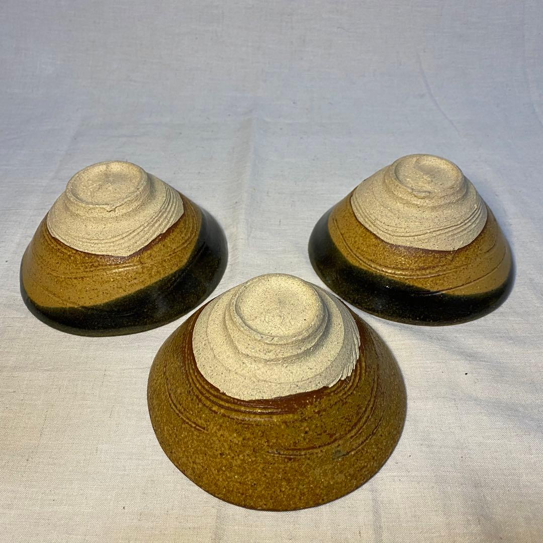 抹茶椀　平茶碗　茶道具　在銘　緑釉　2種　3客