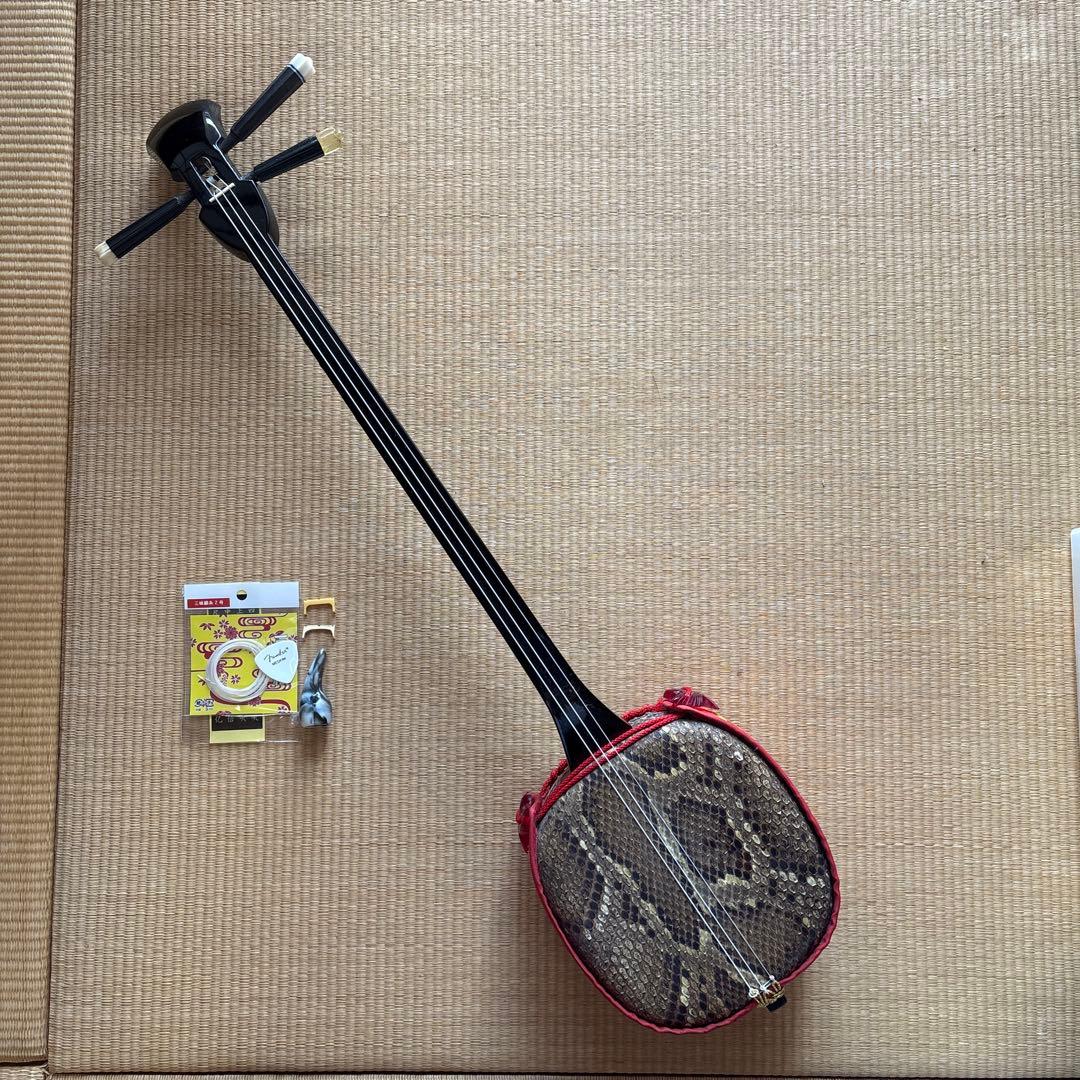 沖縄 琉球 三線 本蛇革 強化張り