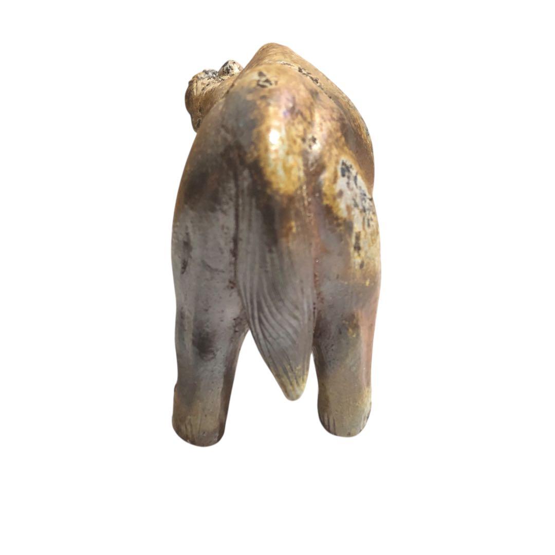 備前焼 牛 置物 木箱入り 日本製 アンティーク インテリア