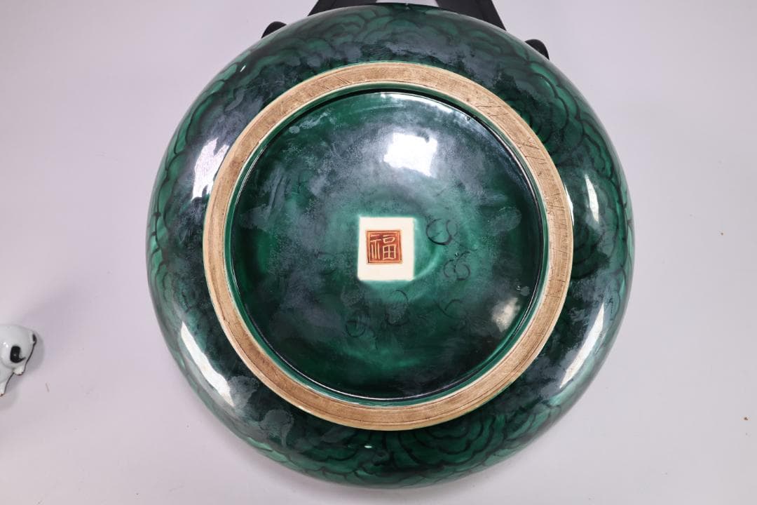 古九谷 九谷焼 吉田屋釜 花鳥鶏図 大鉢 金魚鉢 直径38.5㎝ BK139