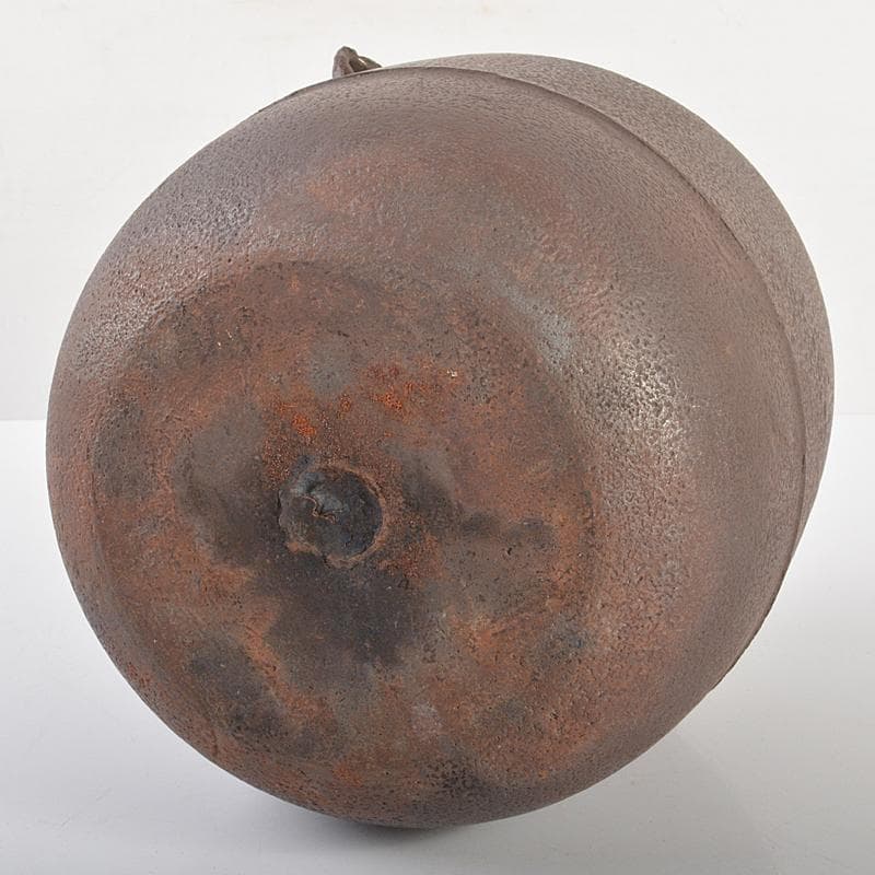 茶道具　釜師　畠春斎作　累座繰口棗形釜　共箱　M　R6577B