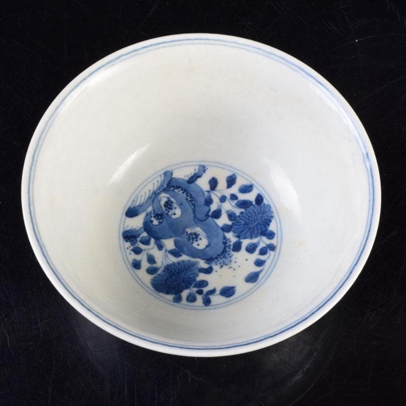 中国 大明萬暦年製款 青花 山水人物文碗 V 8711 - メルカリ