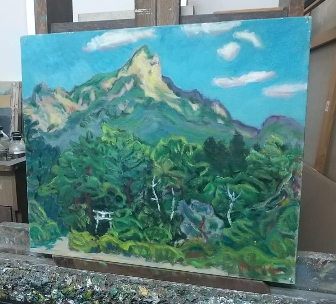 絵画 油絵「山の神（明神だけ）」F10