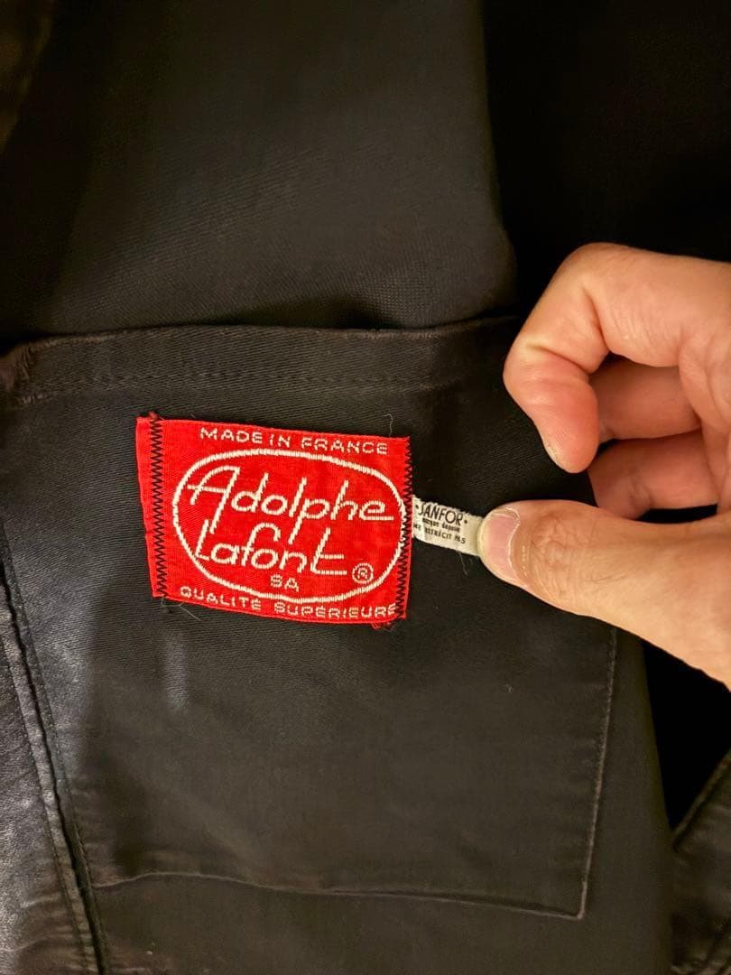 60sフレンチワーク ブラックモールスキンジャケットAdolphe Lafont