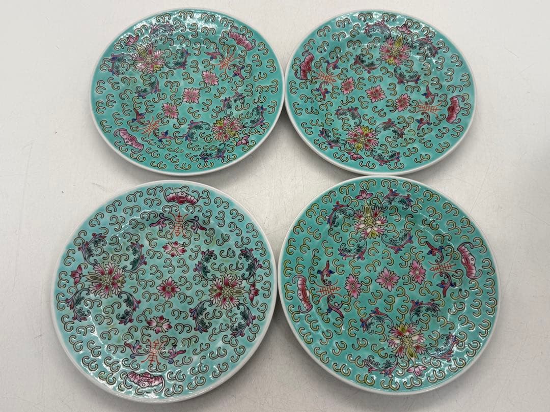 中国　景徳鎮　粉彩急須&お皿6点まとめ　送料込み251106