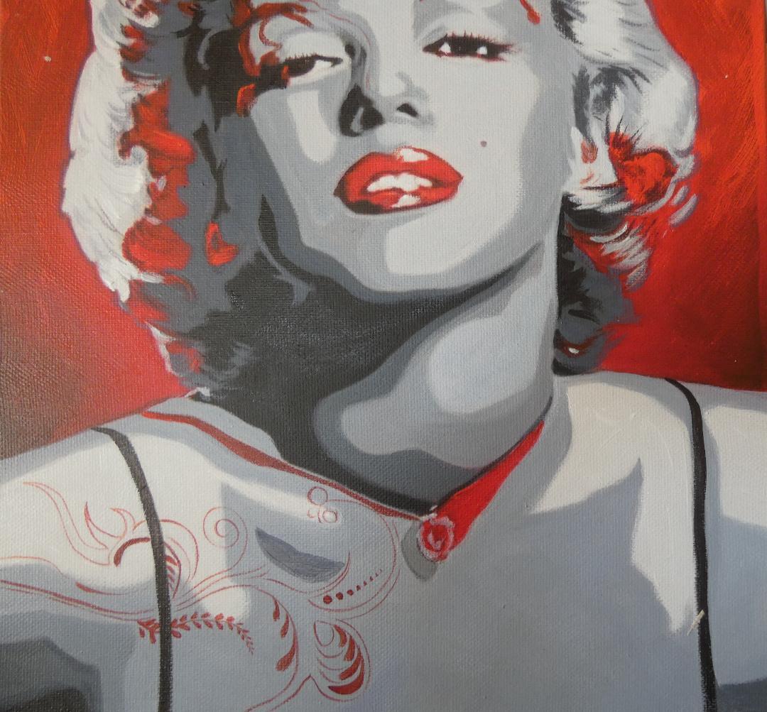油絵アンディ・ウォーホル【Marilyn Monroe】手描き 額付き F6