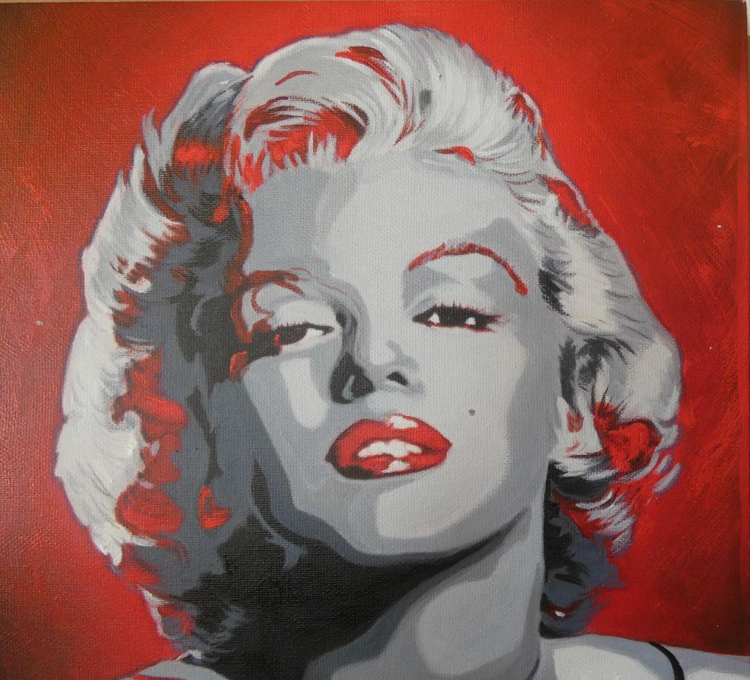 油絵アンディ・ウォーホル【Marilyn Monroe】手描き 額付き F6
