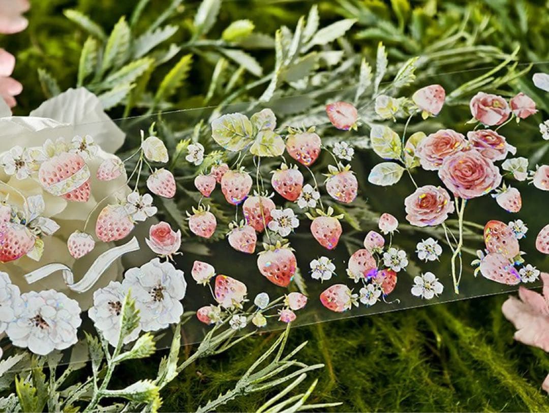 新七天《奶油玫莓》海外マスキングテープ　マステ 【2567】