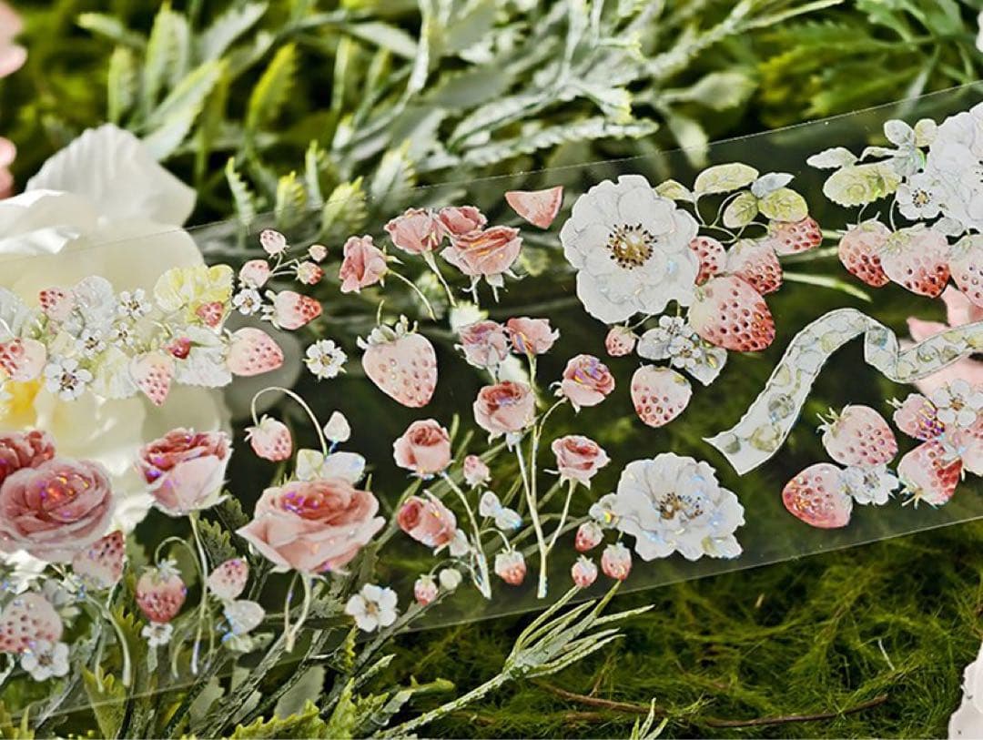 新七天《奶油玫莓》海外マスキングテープ　マステ 【2567】