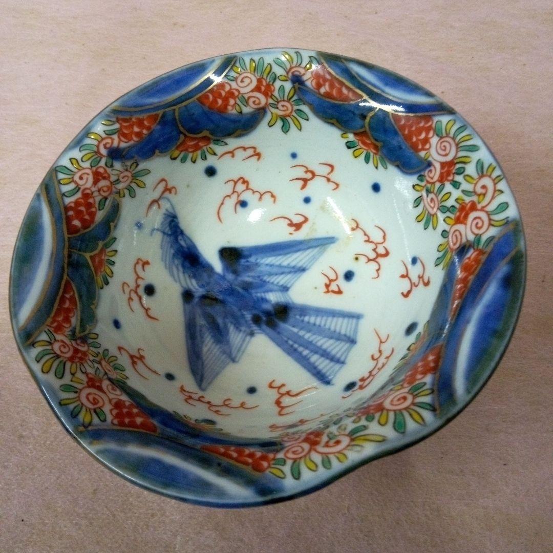 古伊万里 麒麟鳳凰文様錦三ツ鉢 古美術 古道具 骨董品 古伊万里 金