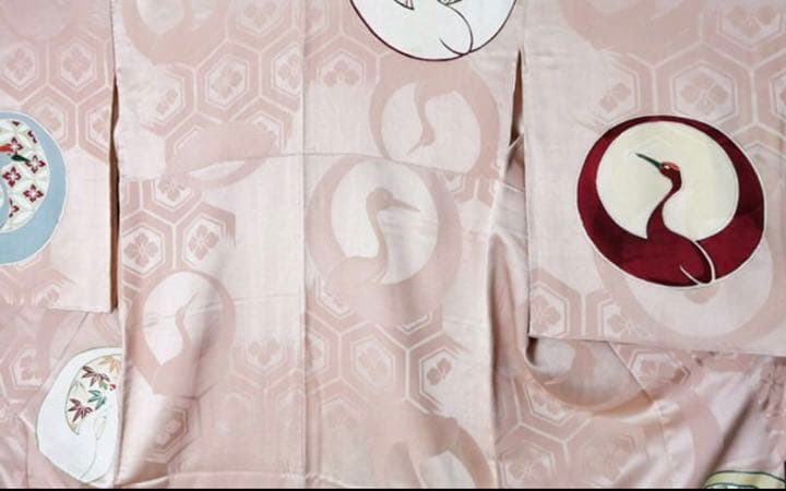 特選アンティークAPSS 鶴地文様 正絹訪問着 綸子 鶴尽くし 古美術 きもの