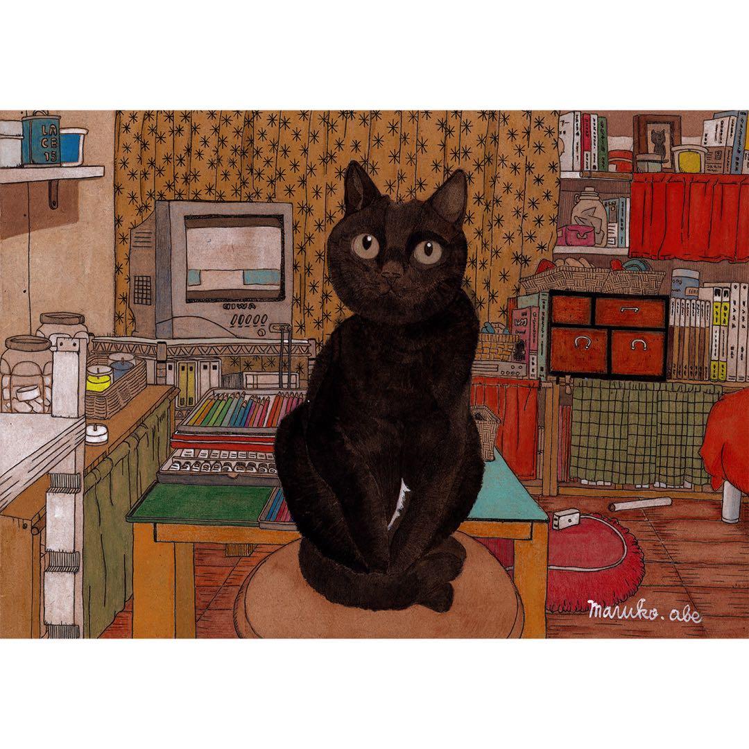 送料無料》原画「猫の部屋」猫イラスト インテリアアート - メルカリ