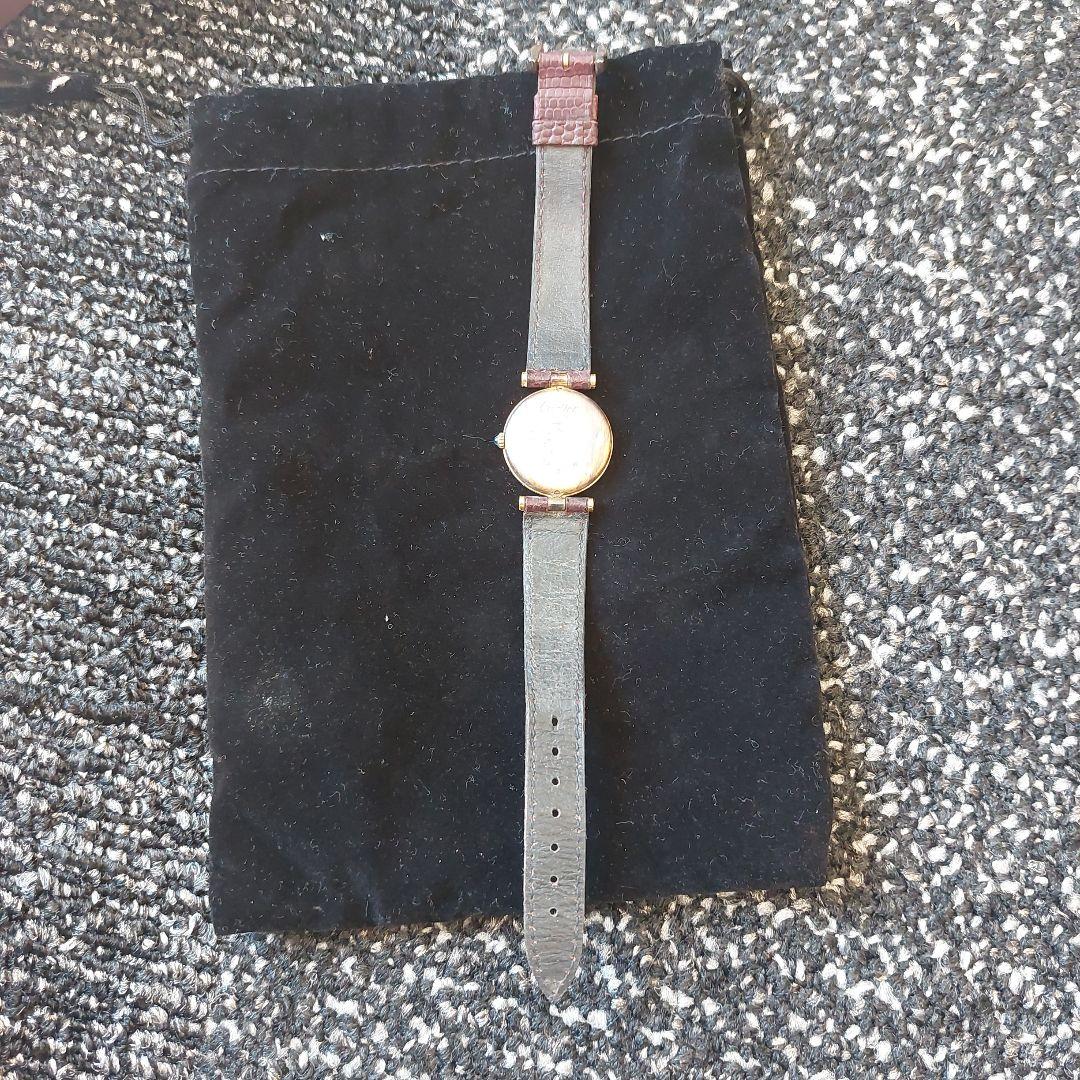 Cartier クォーツ時計 バーガンディ レザー