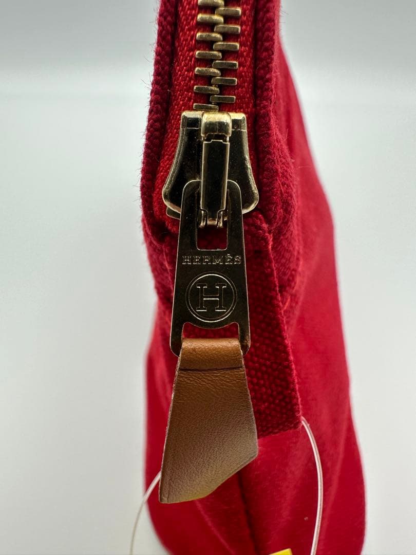 エルメス HERMES ボリードポーチ ミニミニ 赤 キャンバス 美品
