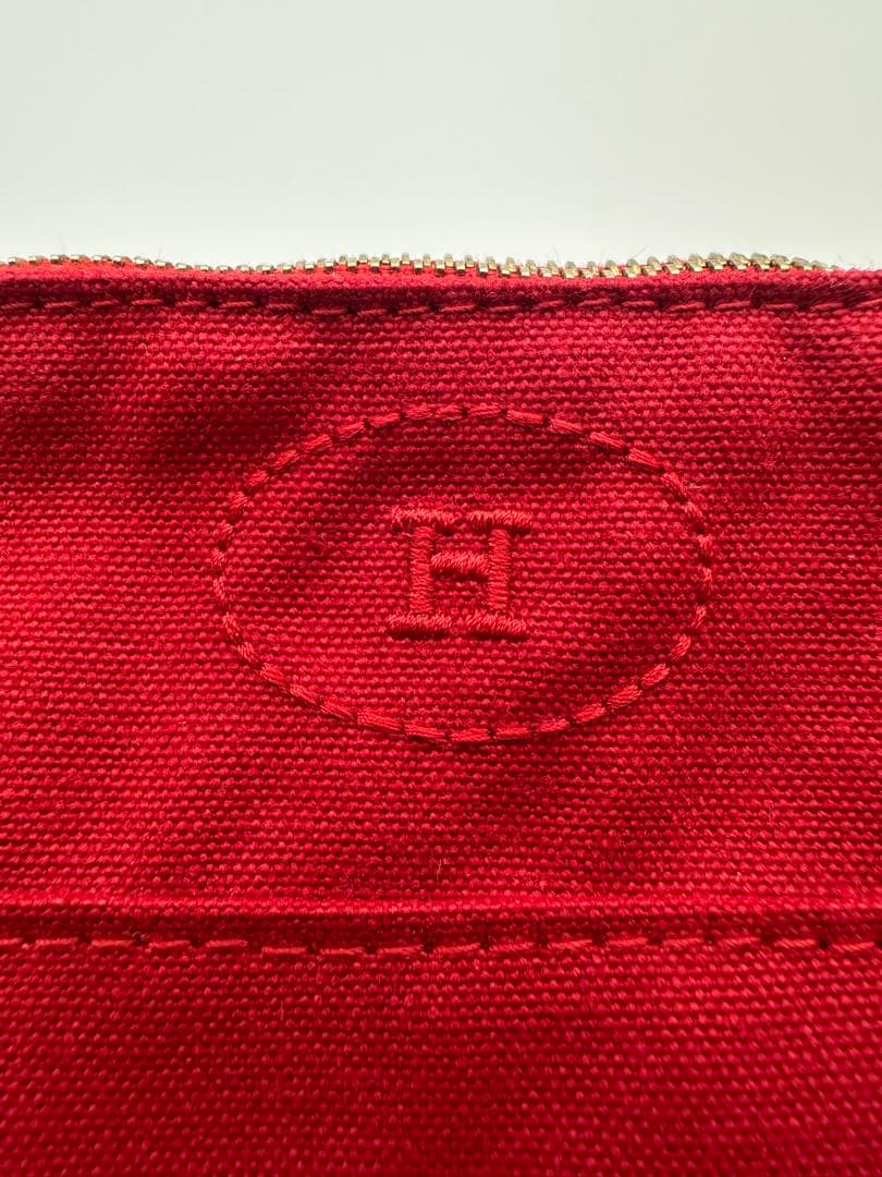 エルメス HERMES ボリードポーチ ミニミニ 赤 キャンバス 美品