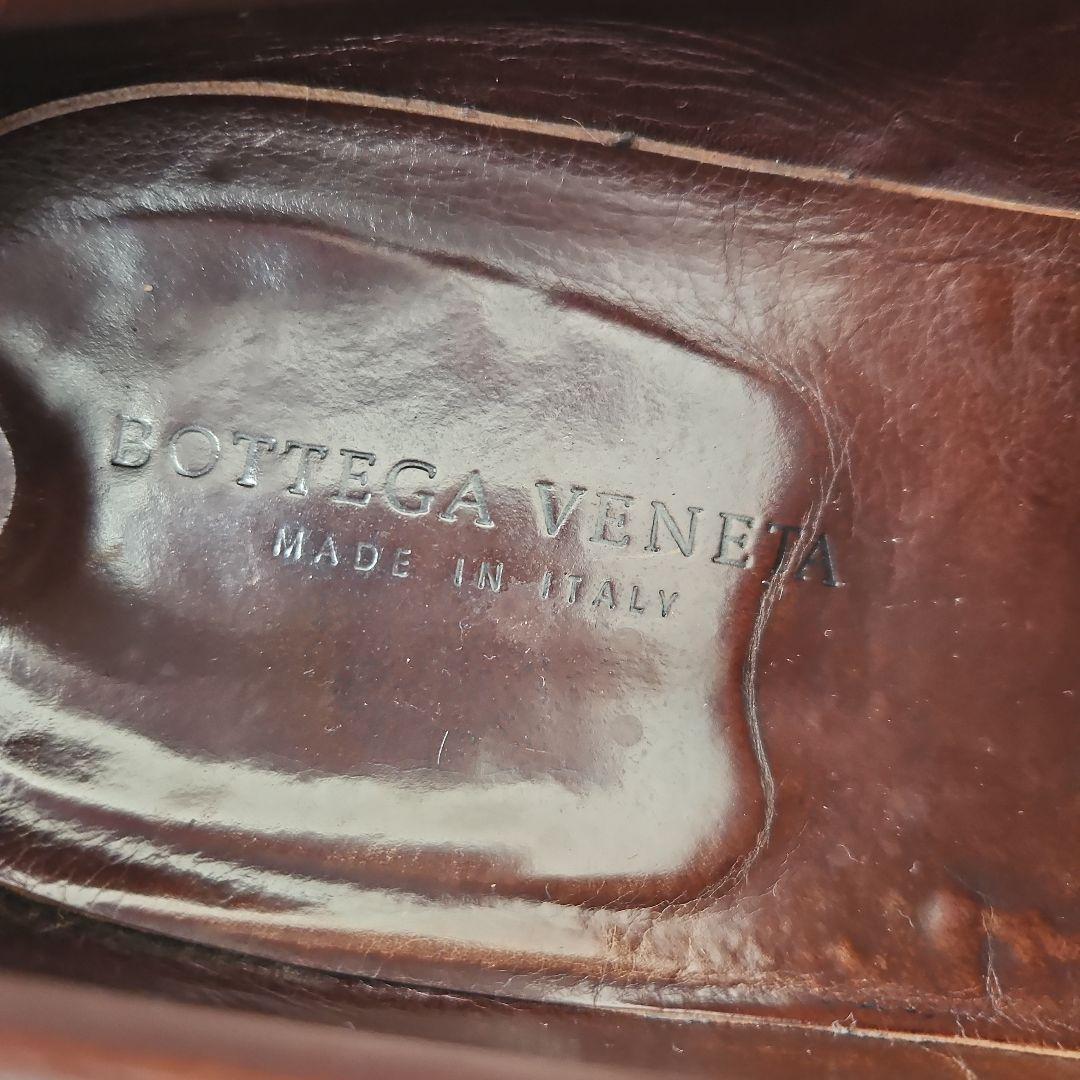 BOTTEGA VENETA　ダークブラウン レザー ダブルストラップシューズ