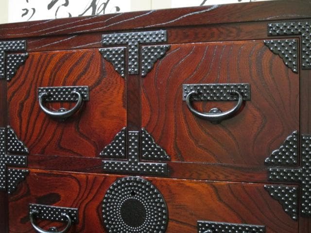 伝統工芸 欅材 拭き漆 南部鉄金具 №999 月雫8号 民芸