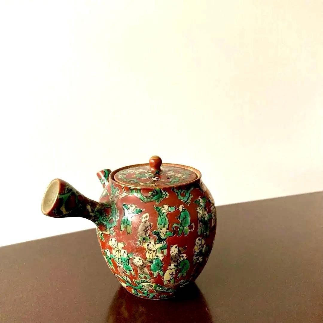 九谷 木米】 骨董 アンティーク 急須 唐様 金彩赤絵