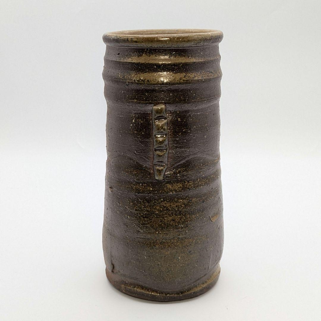 伝統工芸士 日幡光顕 備前焼 耳付花入 共箱共布栞 花器 フラワーベース 花瓶