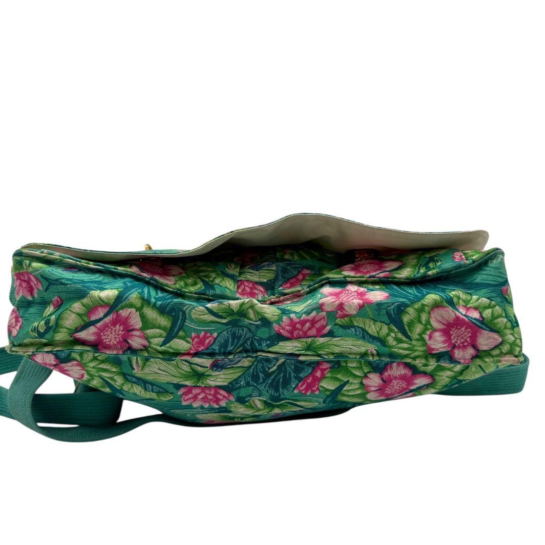 美品 HERMES ヴィンテージ ターンロック カエル 花柄 ショルダーバッグ