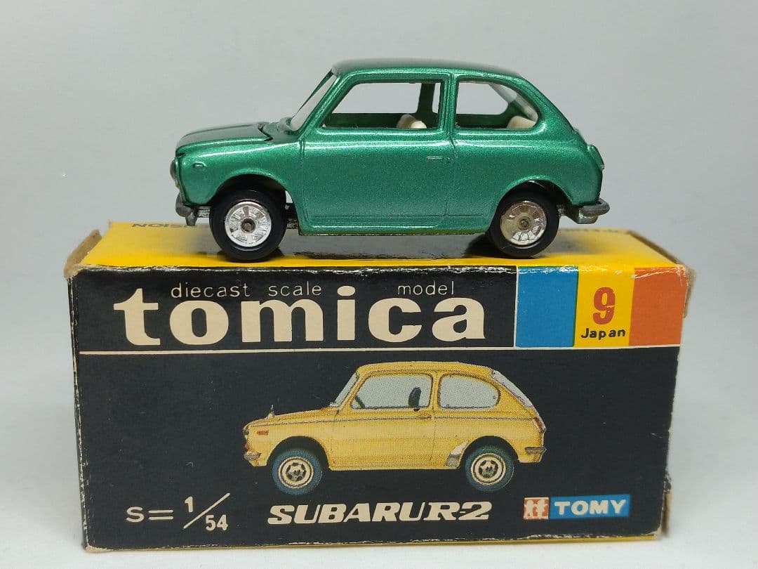 トミカ 9 スバル R2 緑 白シート 黒箱 緑色指定箱 日本製 レアモデル