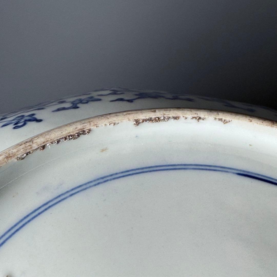 大聖寺伊万里　鳳凰龍図十二角浅鉢　立体的　大明万暦年製　合箱　31.5cm