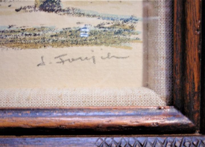 「藤飯治平」作　石版画　リトグラフ　額装版画