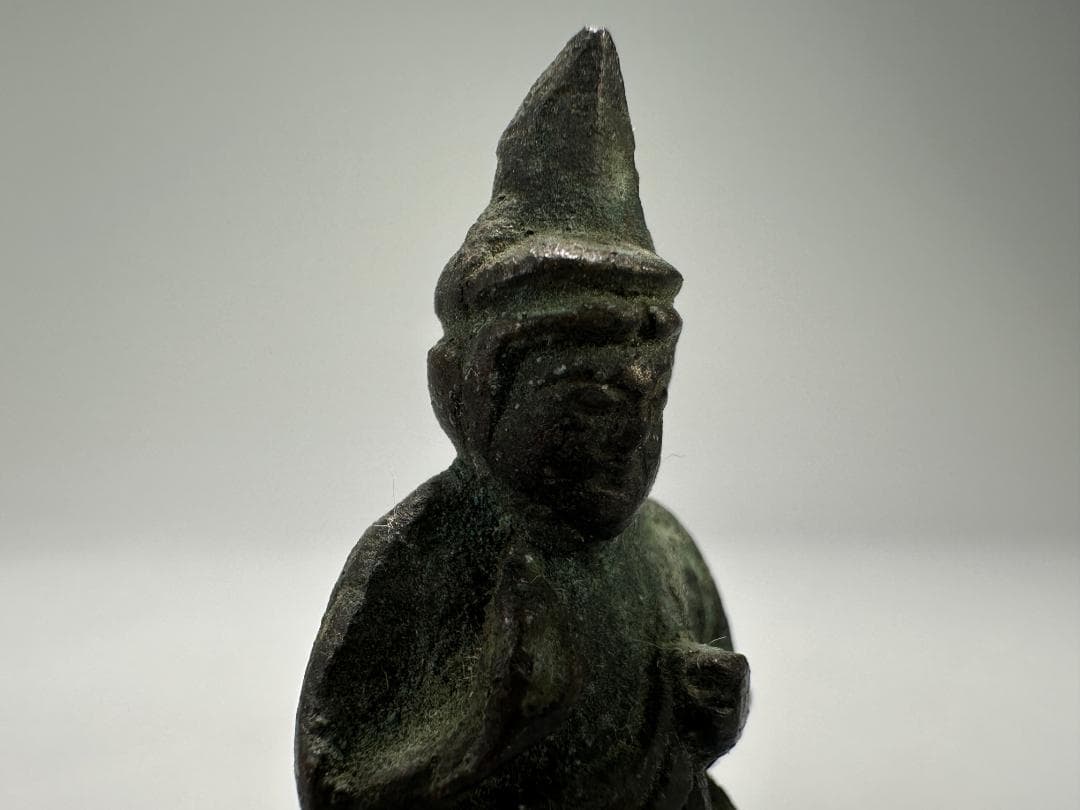 仏教美術　江戸時代　古銅製　観音像　銅仏　豆仏　時代厨子付き　古仏